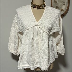 Altar'd State Cream Textured Blouse